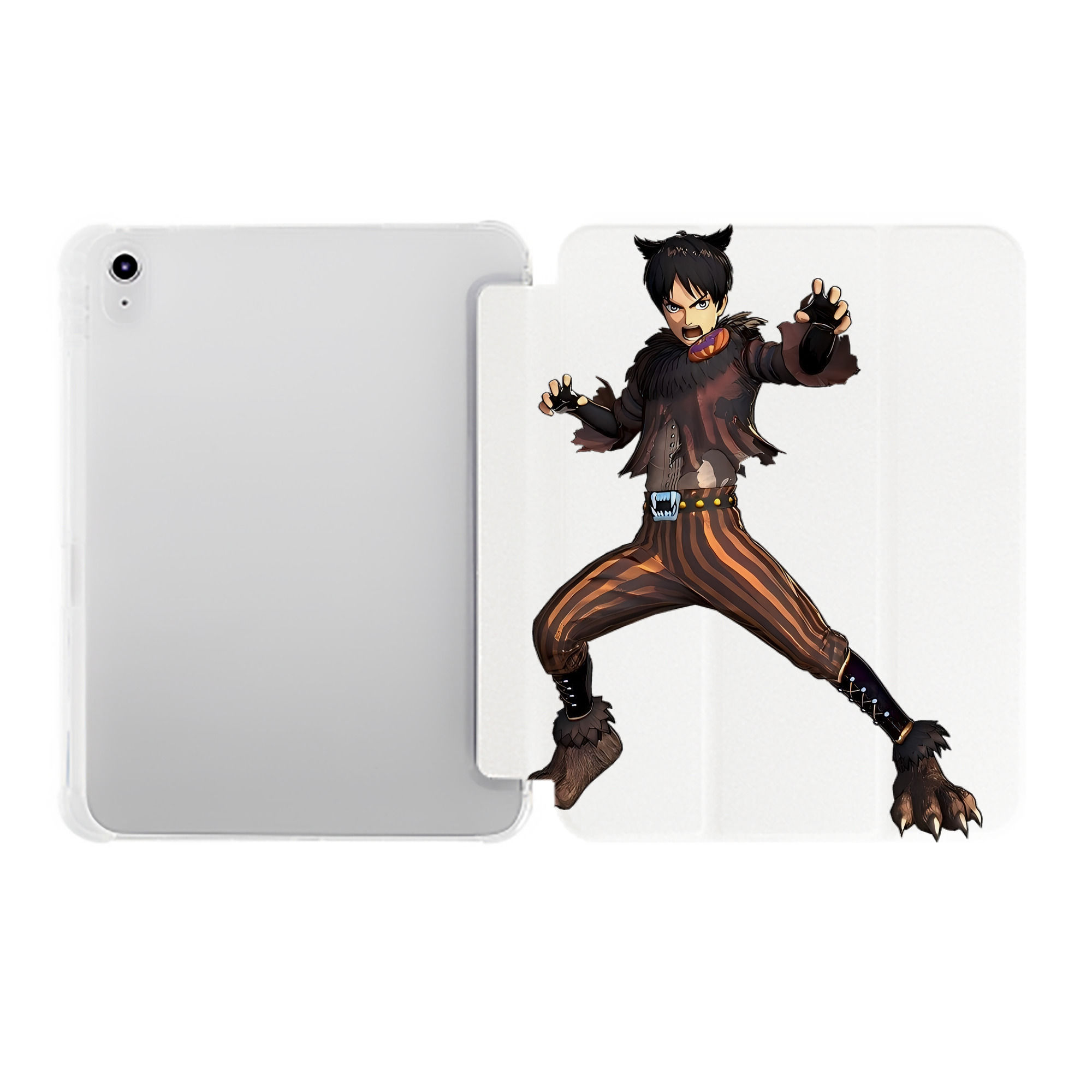 （画像用） 進撃の巨人 エレン･イェーガー Attack on Titan Eren Jäger IPad ケース ペン収納付き 三つ折りスタンド PUレザー×シリコン 対応機種9.5/10.5/10.9インチ